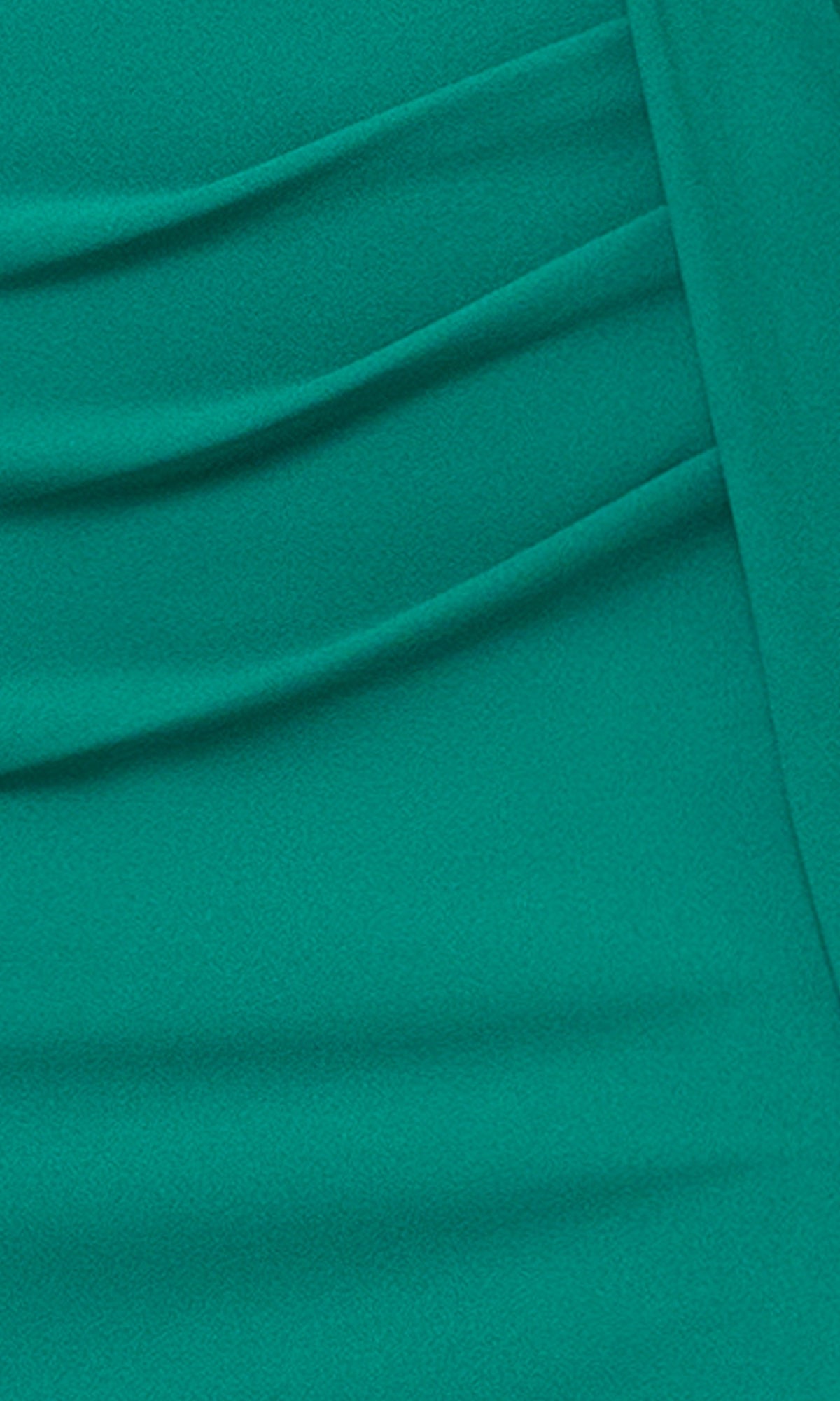 Close-up of teal fabric from the Strapless Green Formal Dress: Blondie Nites 5520BN, highlighting horizontal folds and a slightly textured surface.